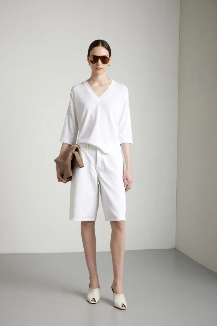 Maglia scollo a v in puro cotone