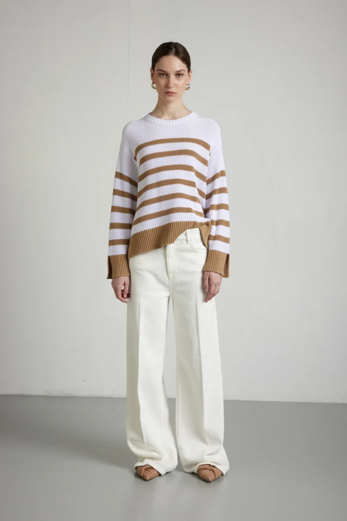 Maglia Rigata Over in Punto Pannocchia