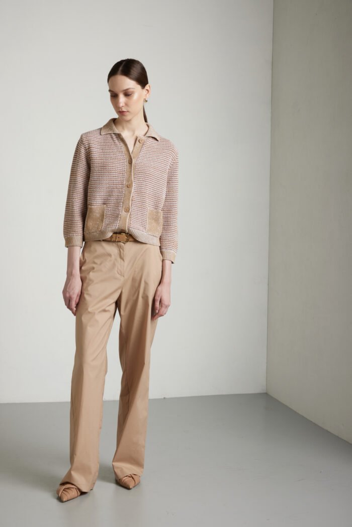 Pantalone a palazzo stretch con tasche