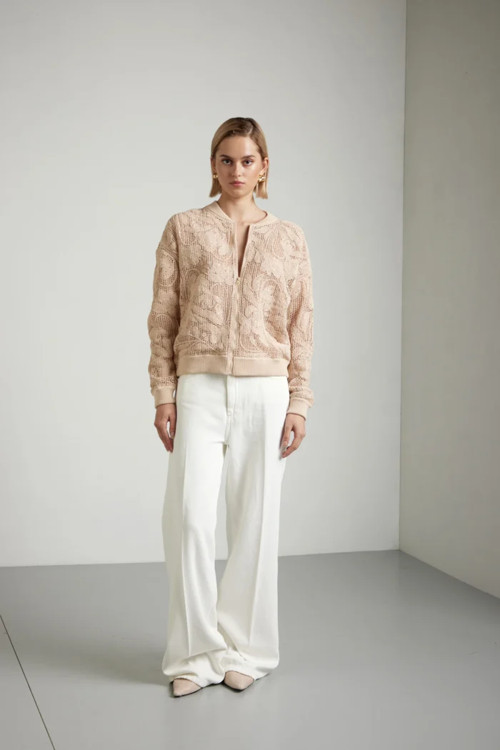 Bomber foderato con ricamo cornely e paillettes