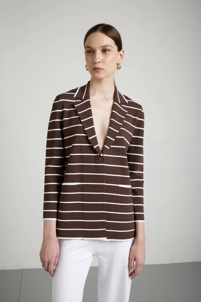 Blazer rigato punto milano stretch