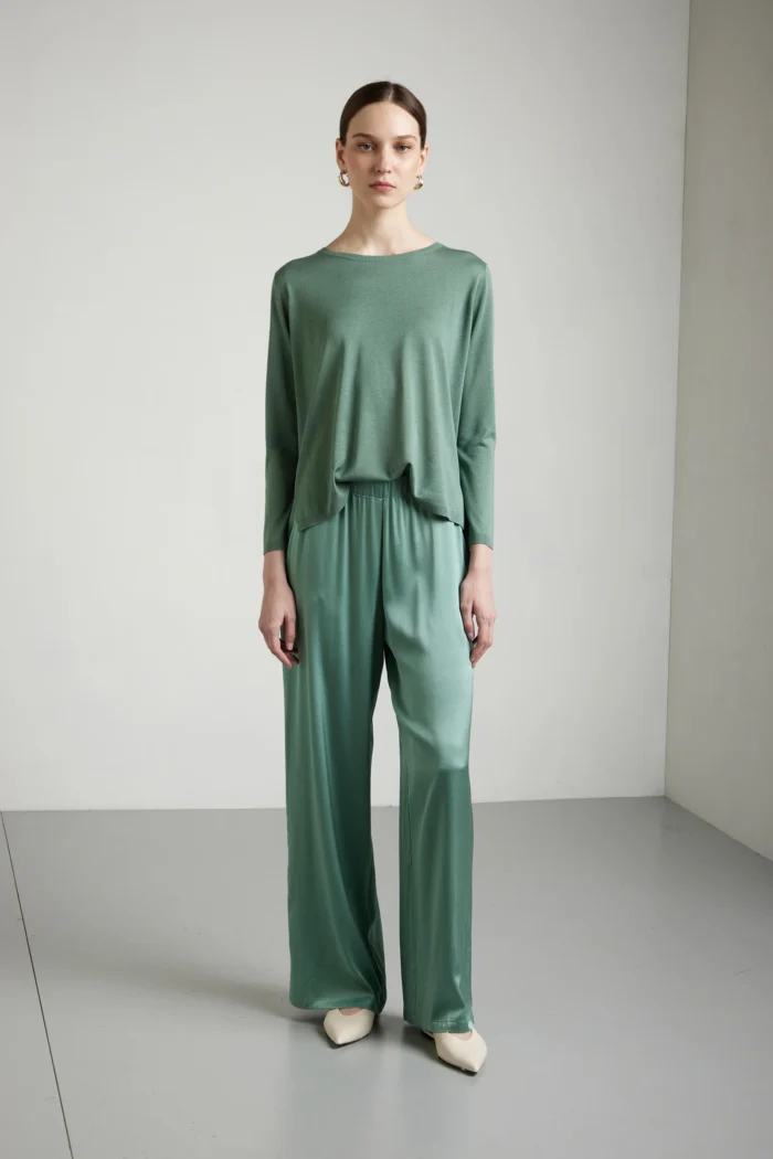 Maglia girocollo boxing in seta-cashmere