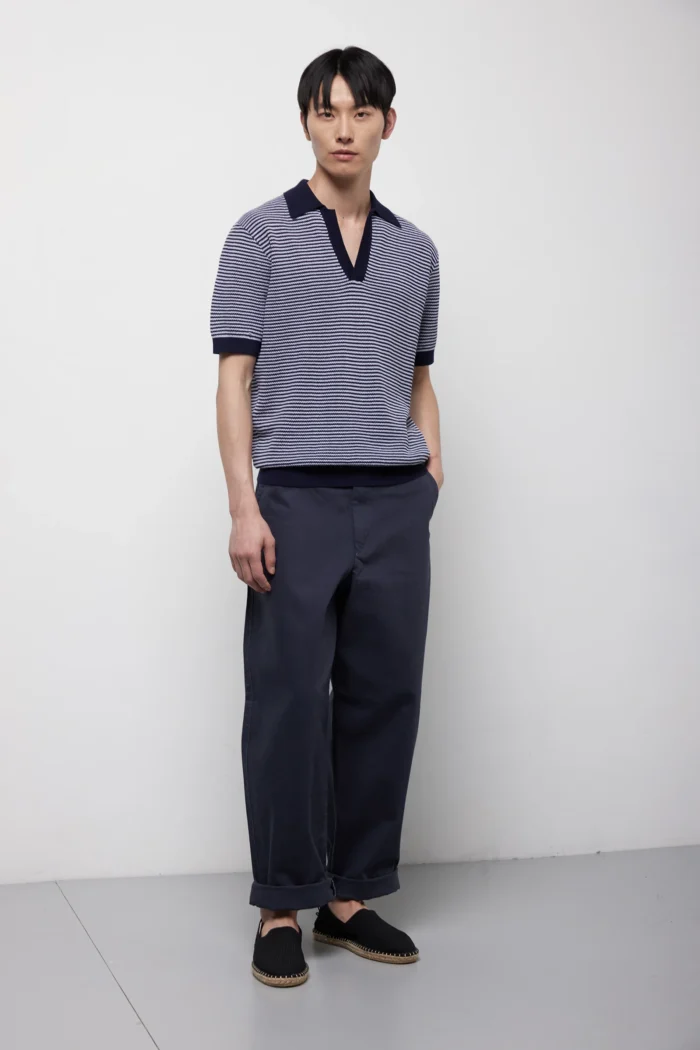 Polo manica corta punto rigato in puro cotone