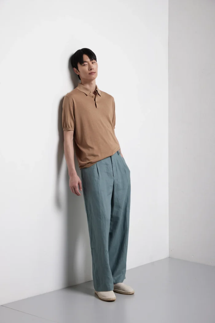 Polo manica corta in seta e cotone