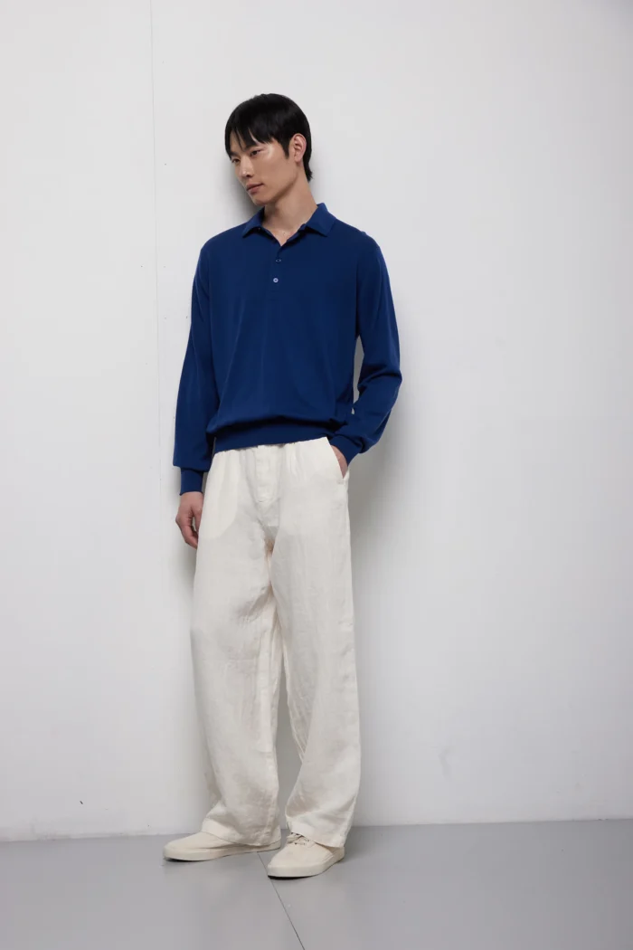 Polo manica lunga in cotone e lana