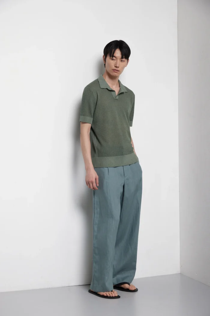 Polo manica corta traforata lavata