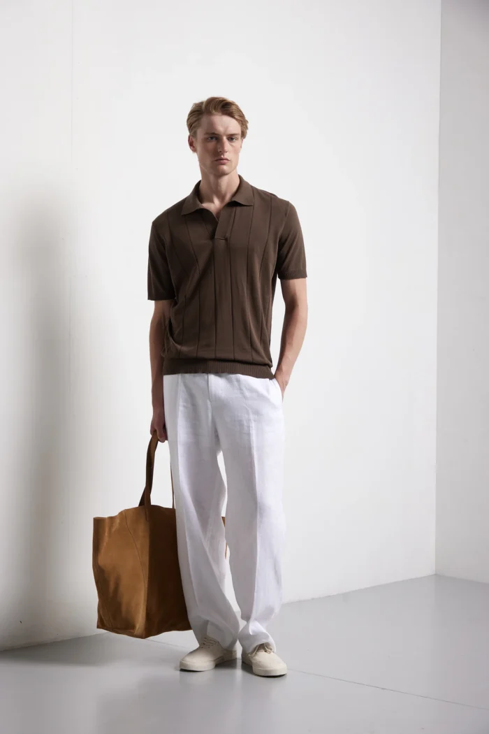 Polo manica corta coste piatte in  cotone