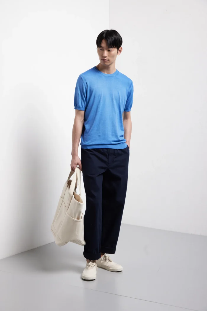 Maglia girocollo manica corta vintage in puro cotone