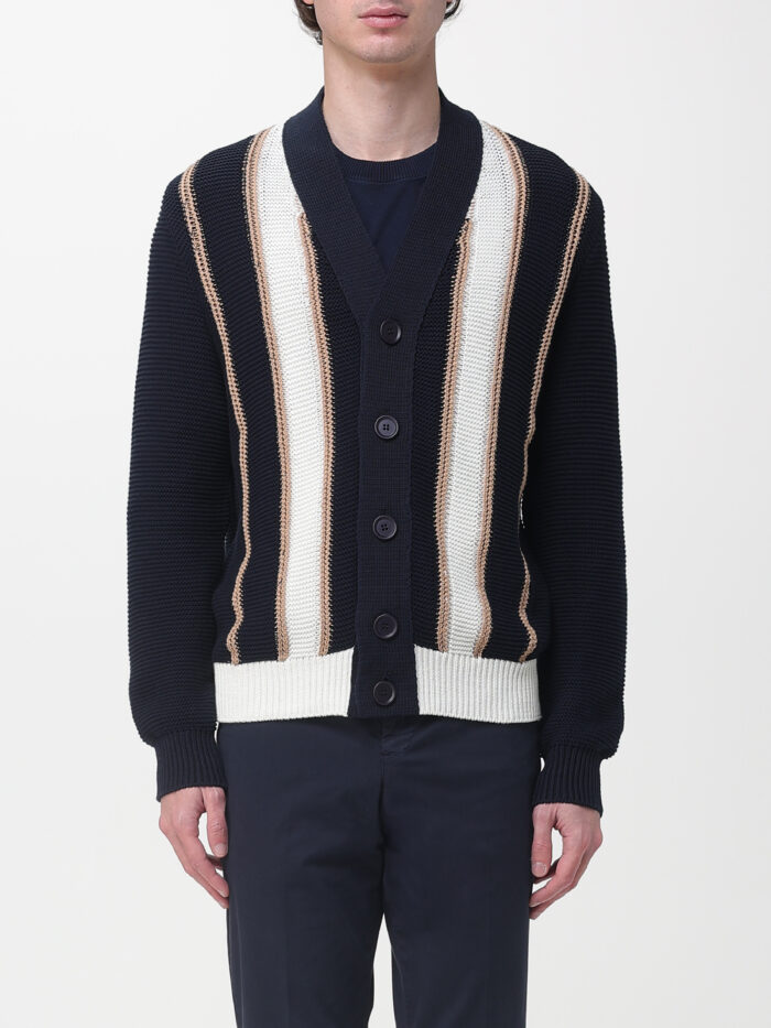 Cardigan manica lunga con righe verticali e bottoni