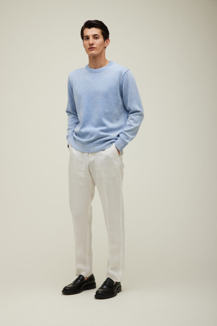 Maglia Girocollo In Cotone Tinta