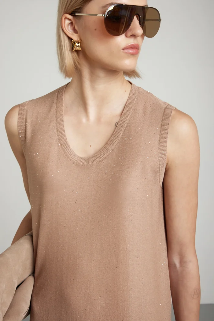 Abito lungo con micropaillettes