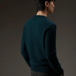 Maglia girocollo in lana con lavorazione a punto mosaico - Thumbnail Image 4