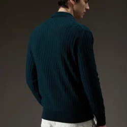 Polo skipper in lana a coste diagonali - Thumbnail Image 4