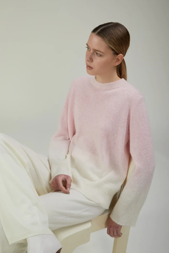 Maglia girocollo in alpaca dégradé