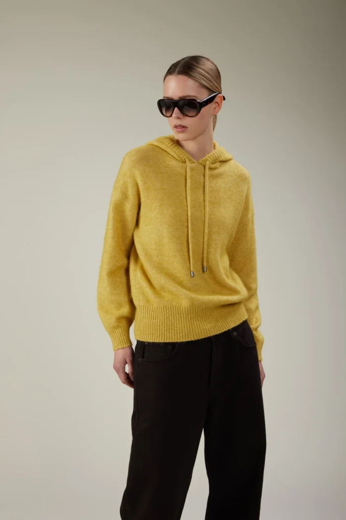 Felpa oversize con cappuccio in cotone e alpaca