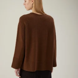 Maglia girocollo in cashmere con lavorazione a punto pannocchia - Thumbnail Image 3