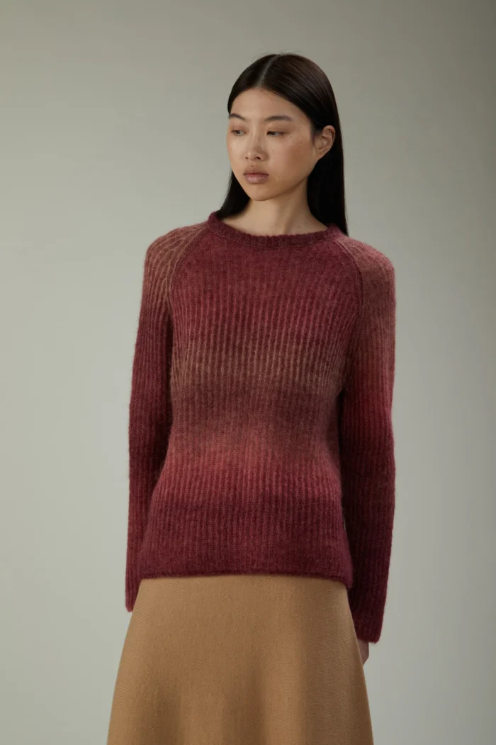 Maglia girocollo in alpaca a costa inglese