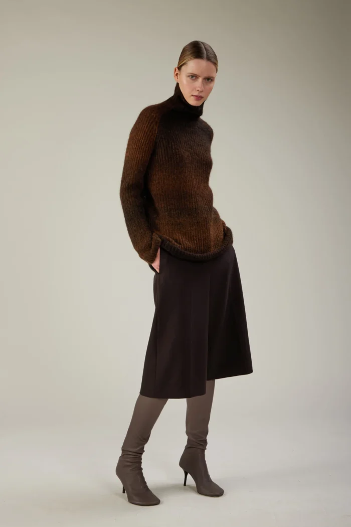 Maglia a collo alto in alpaca a costa inglese