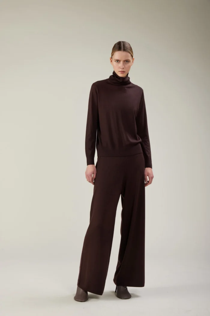 Pantalone a palazzo in lana merino extrafine