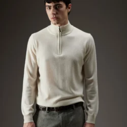 Maglia con zip in cashmere - Thumbnail Image 1