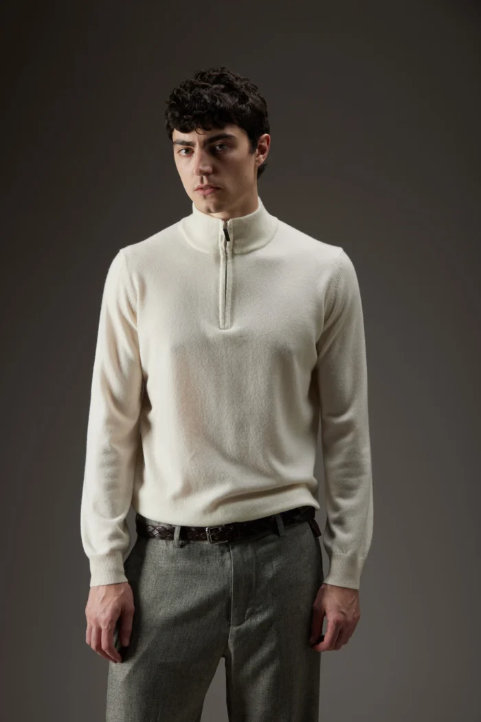 Maglia con zip in cashmere