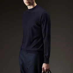 Maglia mezzo lupetto in lana merinos extrafine - Thumbnail Image 2