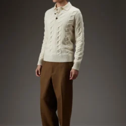Polo in cashmere con lavorazione a trecce - Thumbnail Image 1
