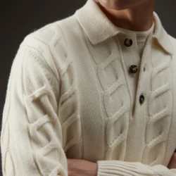 Polo in cashmere con lavorazione a trecce - Thumbnail Image 2