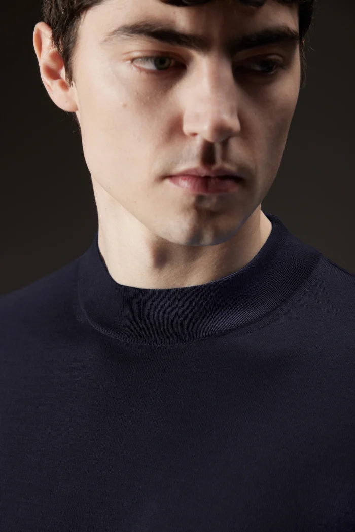 Maglia mezzo lupetto in lana merinos extrafine