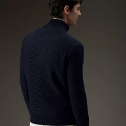 Maglia in lana con lavorazione a punto mosaico e bottoni - Thumbnail Image 3