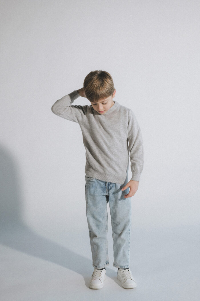 Maglia Girocollo in Cashmere Bimbo/a Grigio