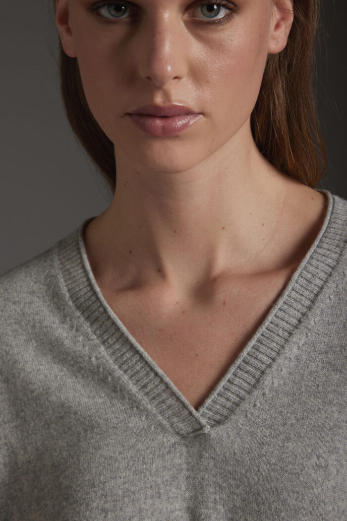 Maglia Scollo a V In Lana e Cashmere