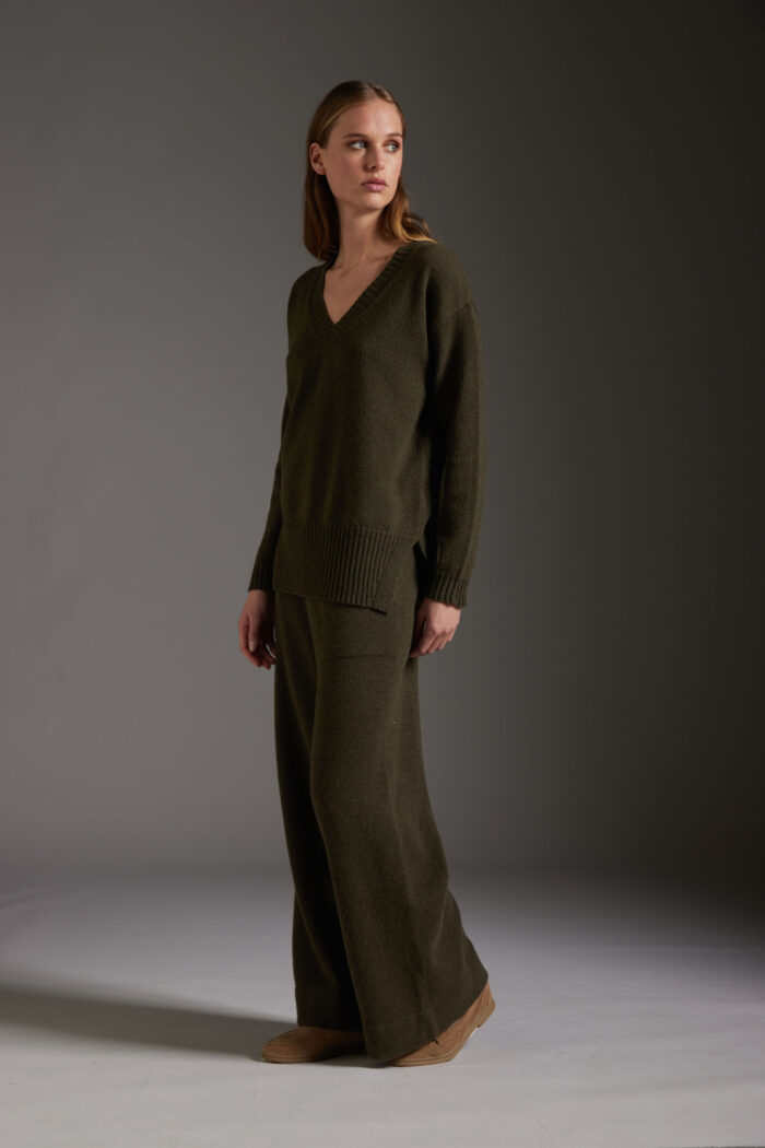 Maglia Scollo a V In Lana e Cashmere