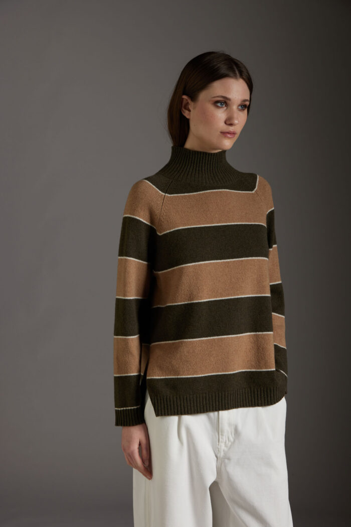 Maglione Collo Alto in Lana e Cashmere