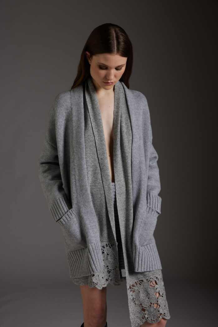 Maxi Cardigan in Lana Merinos Con Tasche