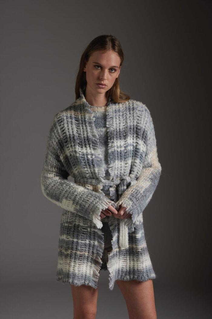 Cardigan Lungo Con Frange