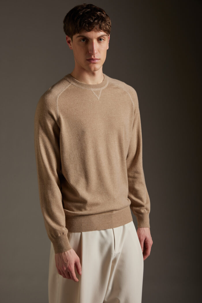 Felpa Manica Martello In Puro Cashmere