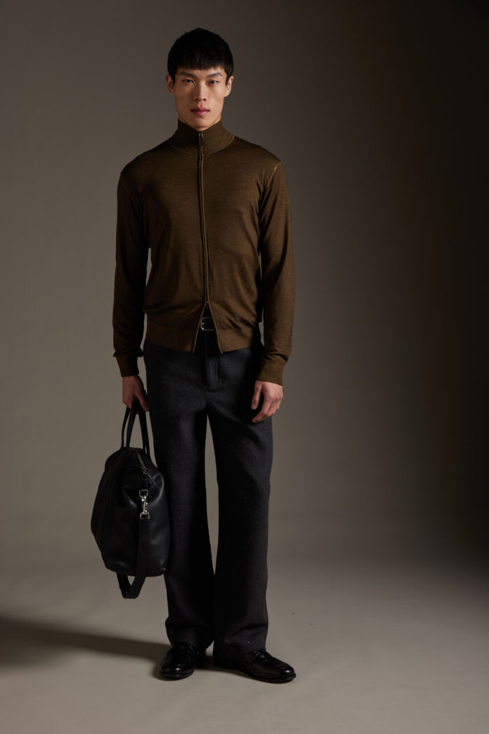 Maglia Con Zip In Merinos Lavata