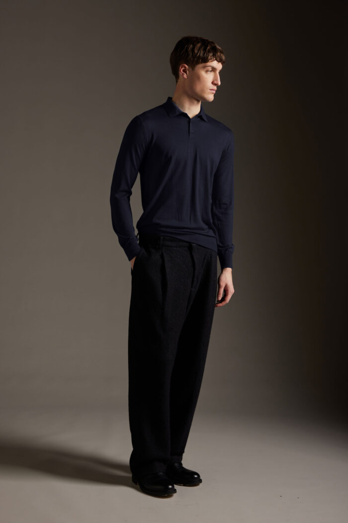 Polo in lana merino extrafine con bottoni