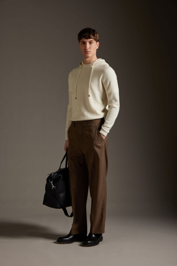 Maglia Con Cappuccio in Lana e Cashmere