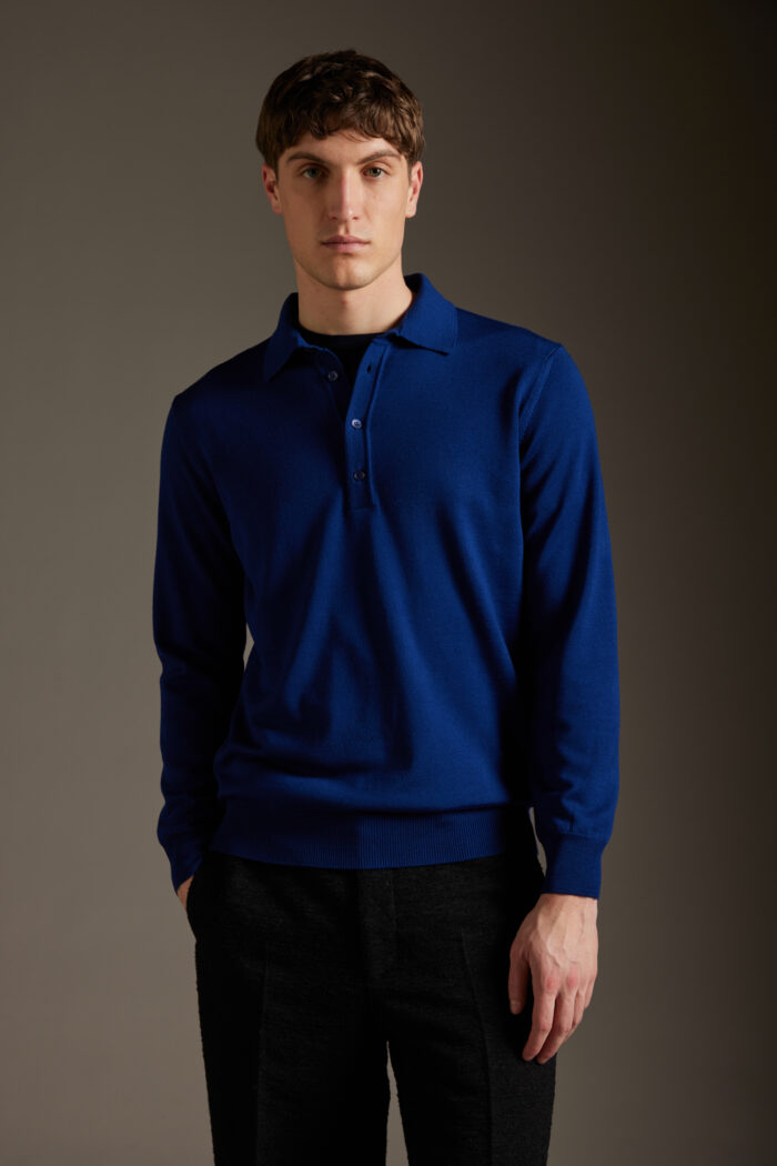 Polo Con Bottoni In Lana Merinos Pettinata