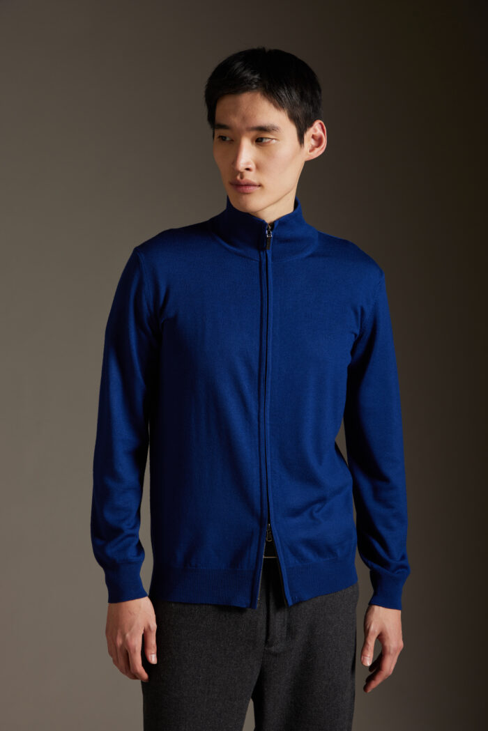 Maglia In Merinos Pettinato Con Zip