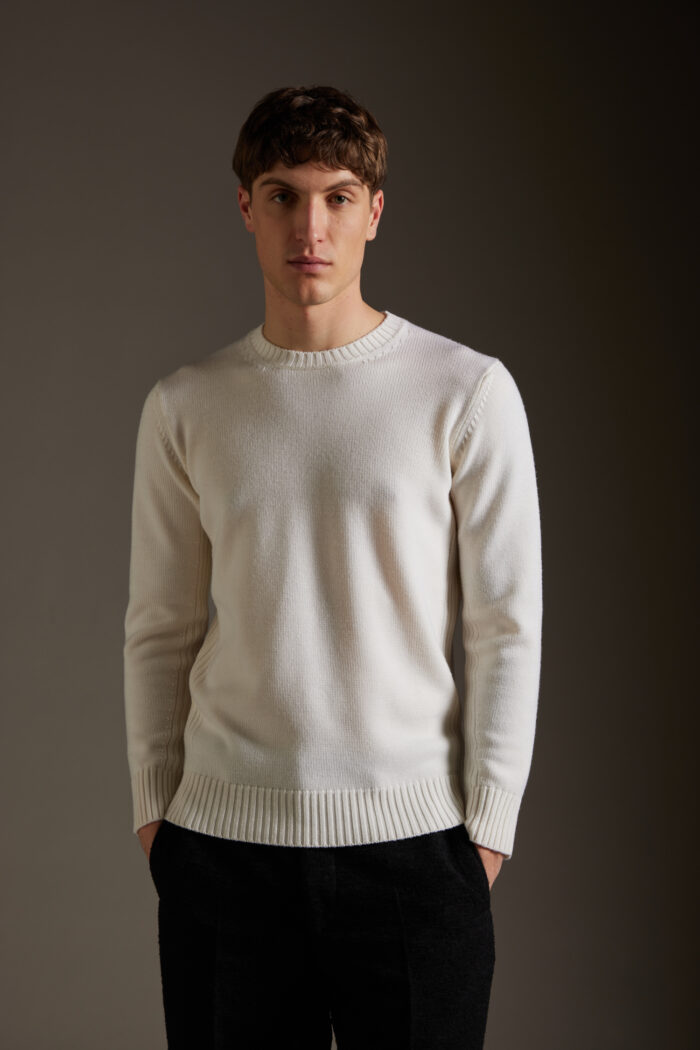 Maglione Girocollo Con Coste Laterali