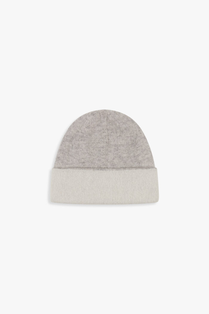 Cappello Neonato In Cashmere Bicolore